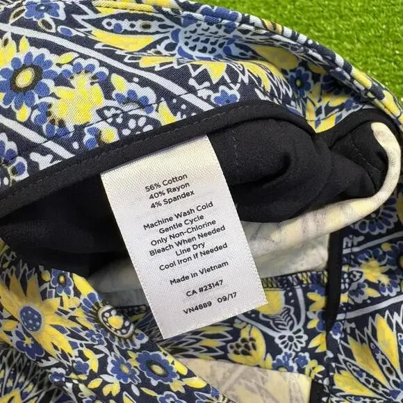 Talbots Womens 14 Slim Ankle Dress Trousers Abstract Floral Paisley Pants Artsy - Picture 6 of 7